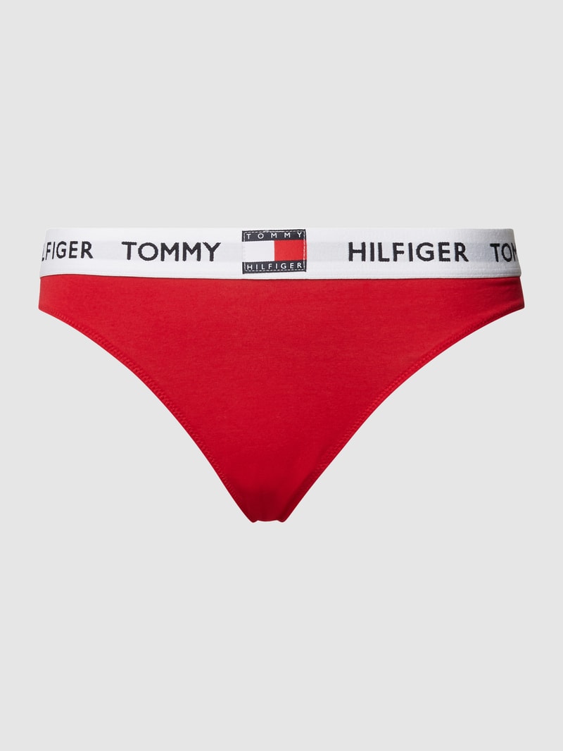 String mit elastischem Logo-Bund in rot