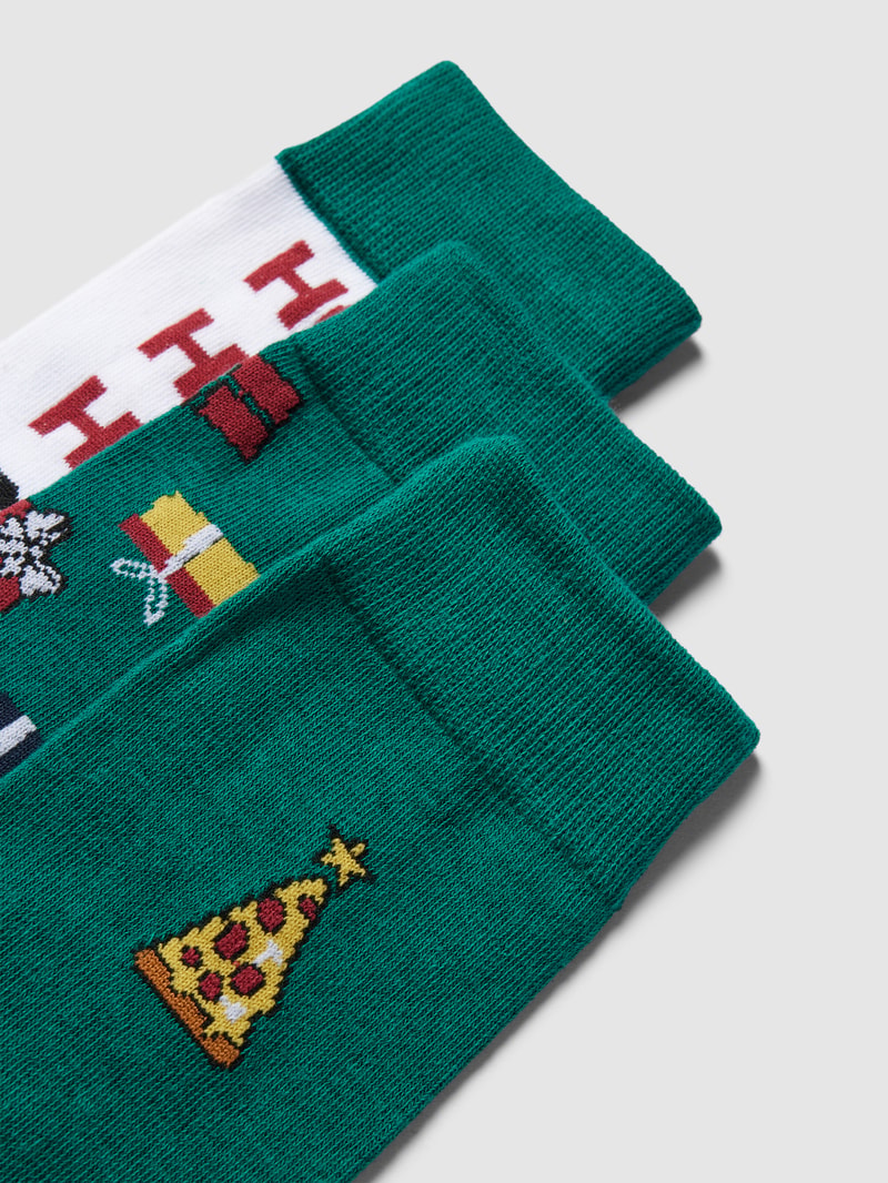 Socken mit Motiv-Prints im 3er-Pack in grün