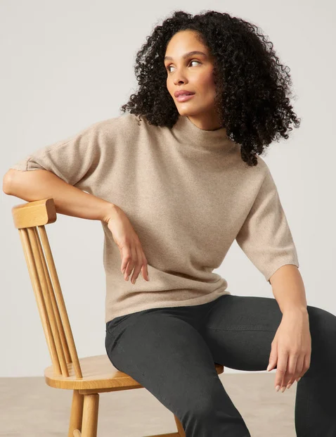 Kurzarmpullover mit Kaschmiranteil