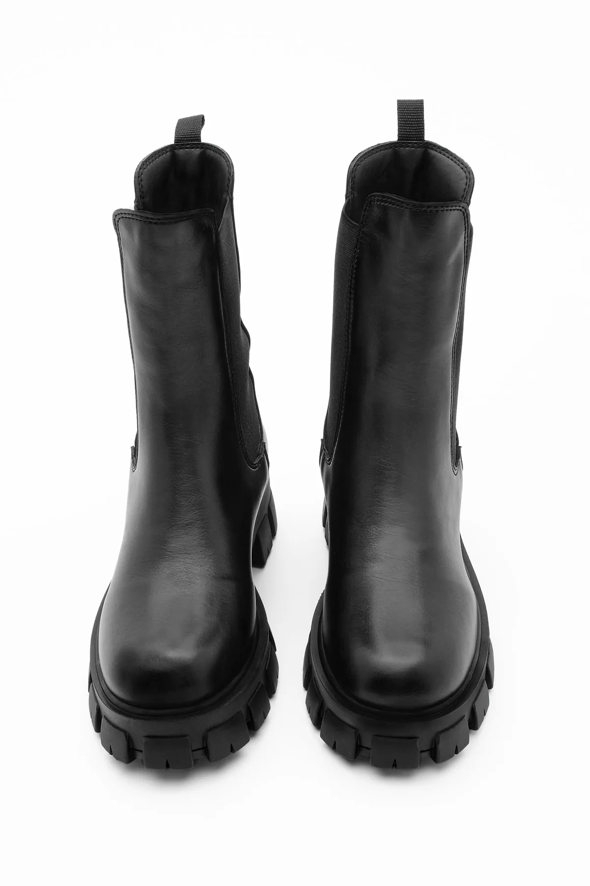 Marjin  Elastische Alltagsstiefel für Damen mit dicker gezackter Sohle Eslona Schwarz