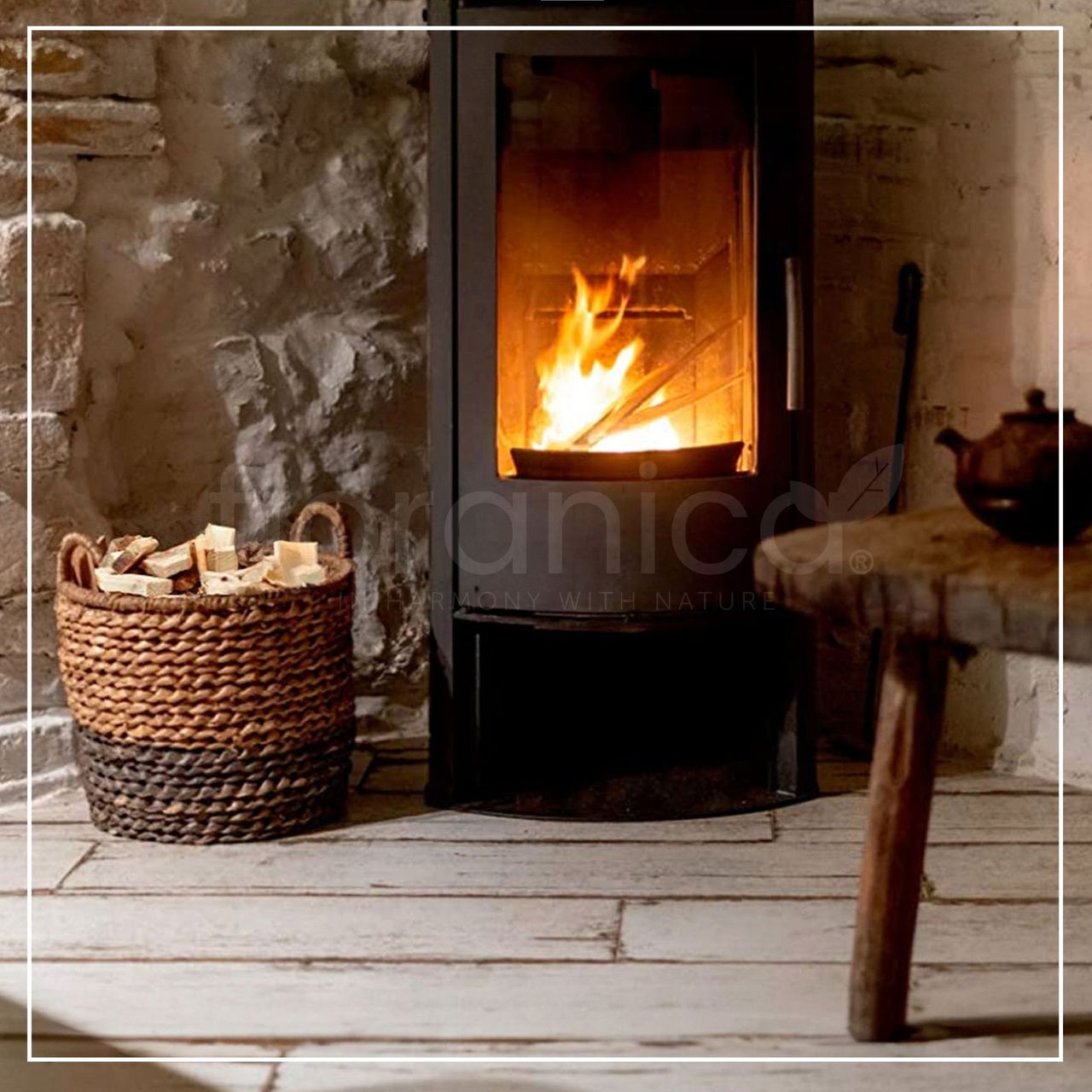 Pemicont Floranica 20kg Holzblöcke Holzstücke Holzklötze Feuerholz Anmachholz Brennholz Anzündholz für Kamin Ofen Feuerschalen Lagerfeuer fein geschliffen und trocken