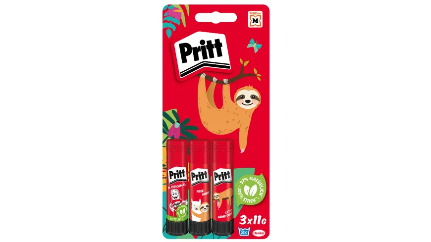 Pritt Klebestift Faultier 3x11g 33 g