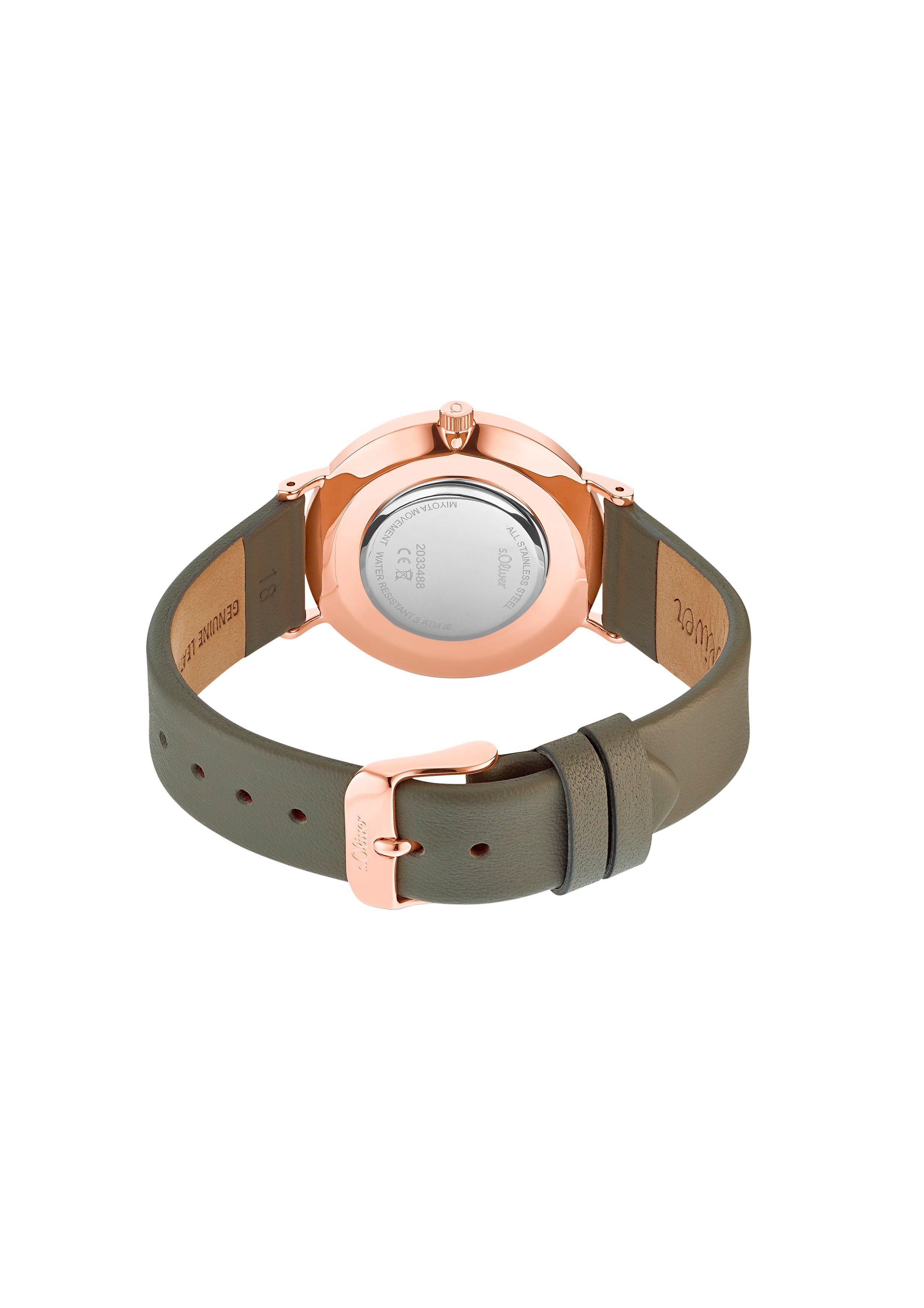 Edelstahluhr mit Lederarmband  6006298-95B0