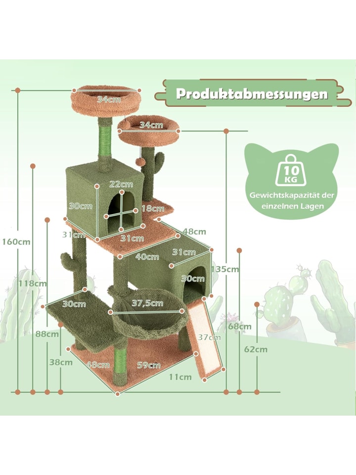 COSTWAY Kratzbaum Kaktus 160cm in Grün günstig kaufen onesize