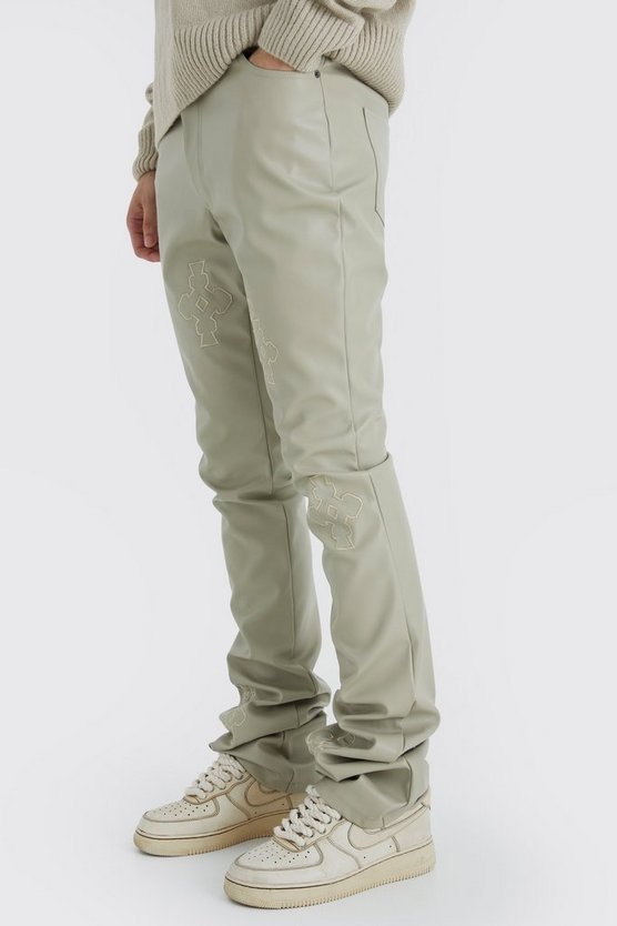 Tall Skinny PU-Hose mit Applikation