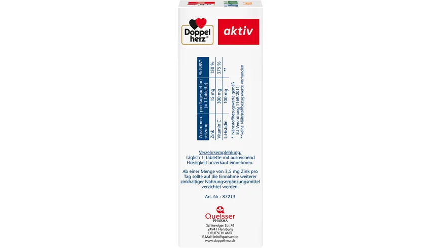 Doppelherz Zink + Histidin + Vitamin C Depot 100 Tabletten