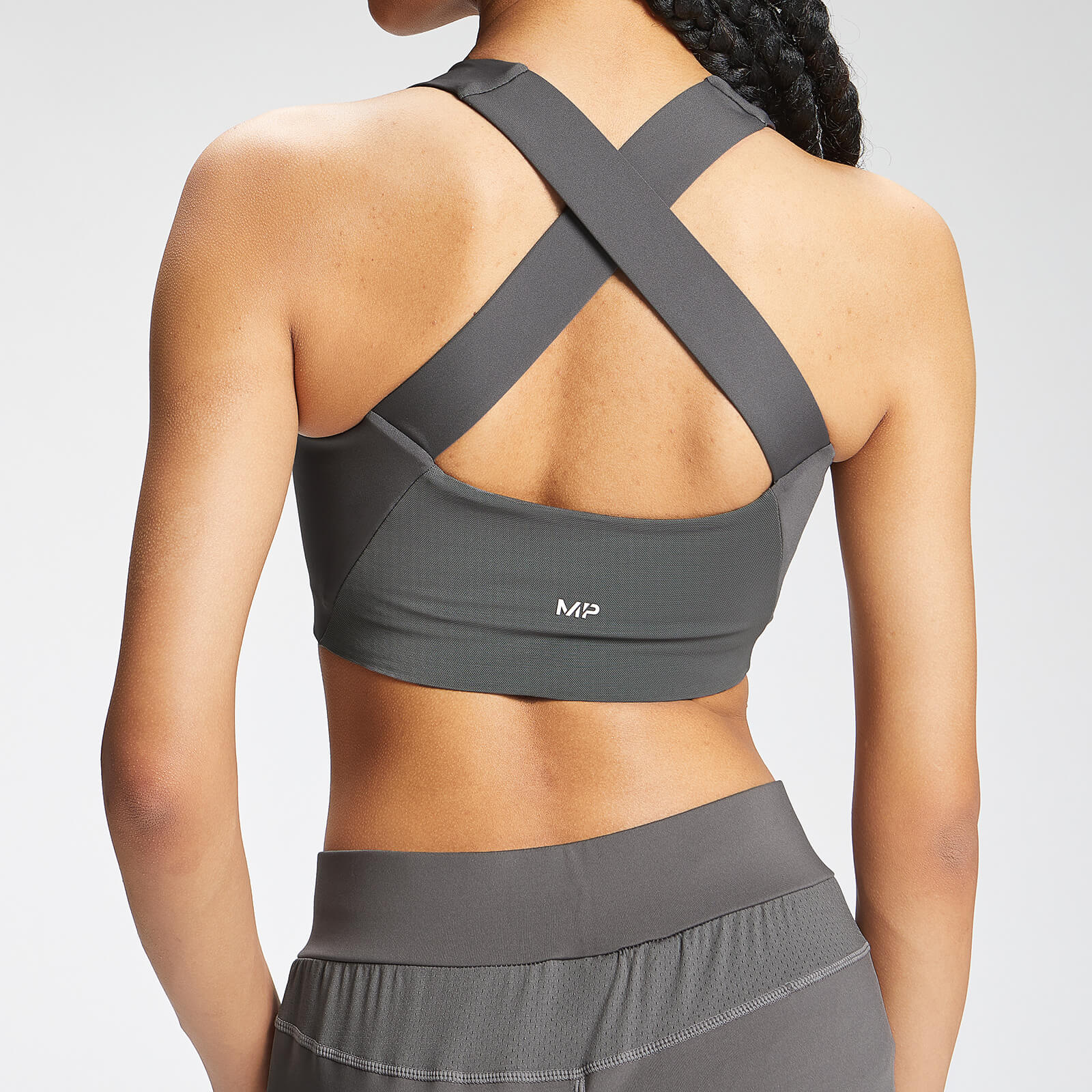 Brassière de sport à dos croisé Repreve® MP Tempo pour femmes – Carbone