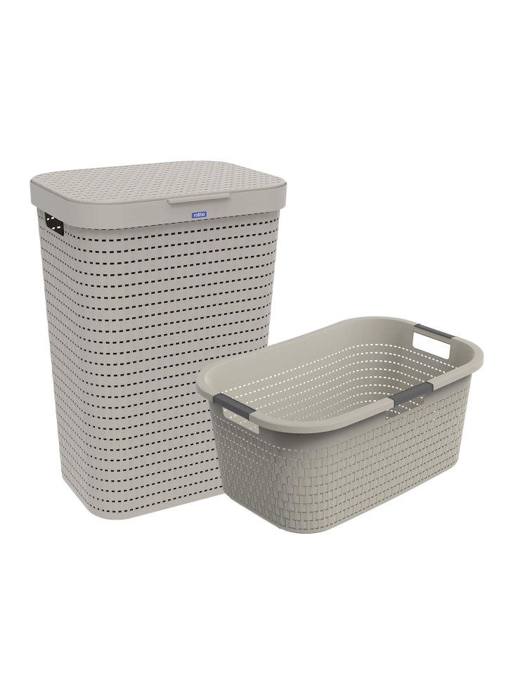 Rotho Country Wäscheset 2tlg. 55l, 40l, Kunststoff (PP) BPA-frei in Cappuccino günstig kaufen onesize