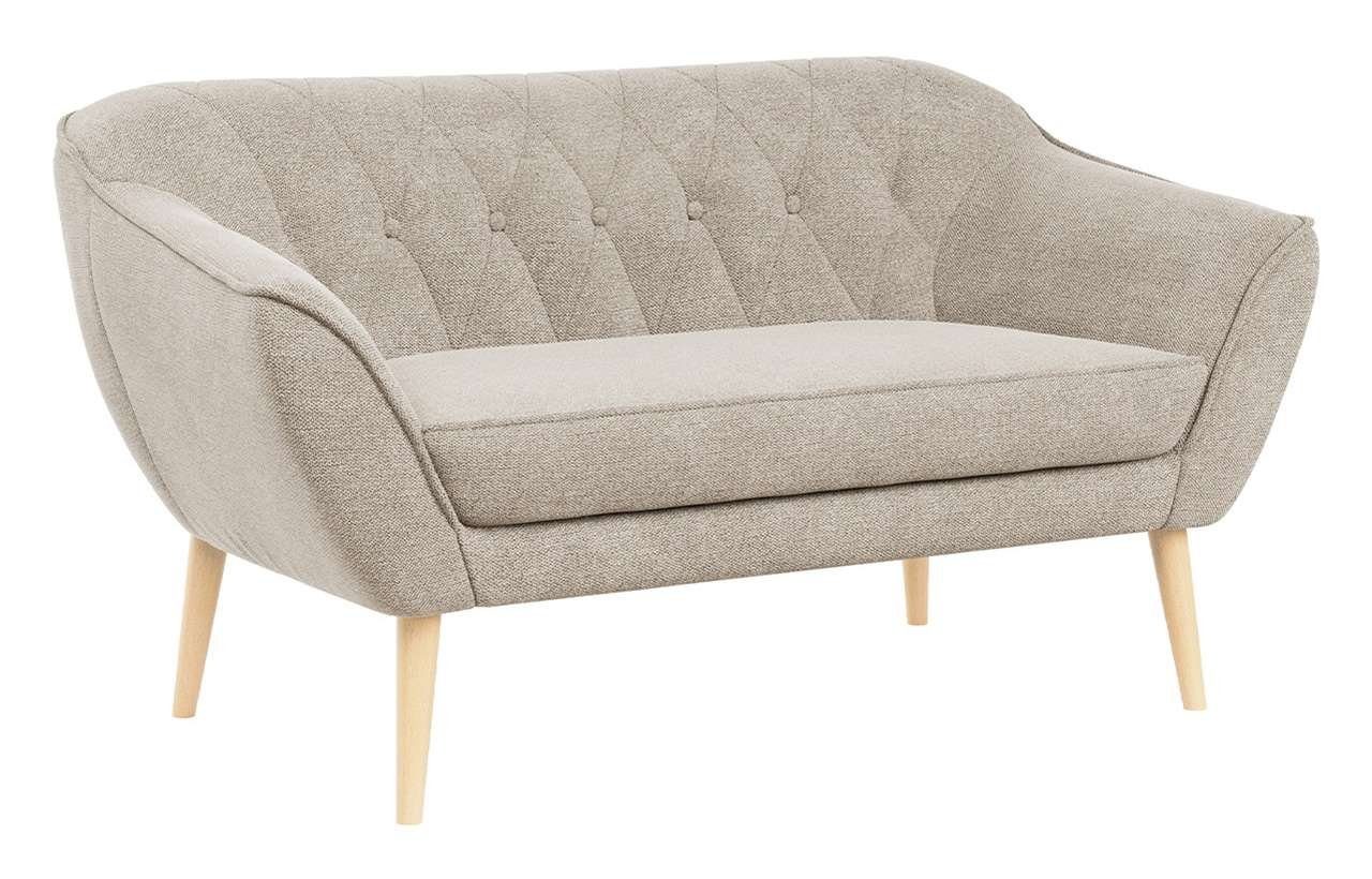 MKS MÖBEL Sofa PIRS-2 Sitzer, Skandinavischer Stil, Gesteppte Polsterung, Holzbeine