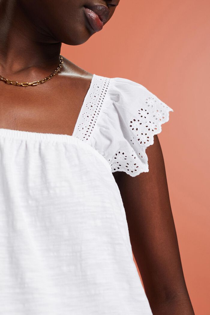 Jersey-T-Shirt mit bestickten Ärmeln