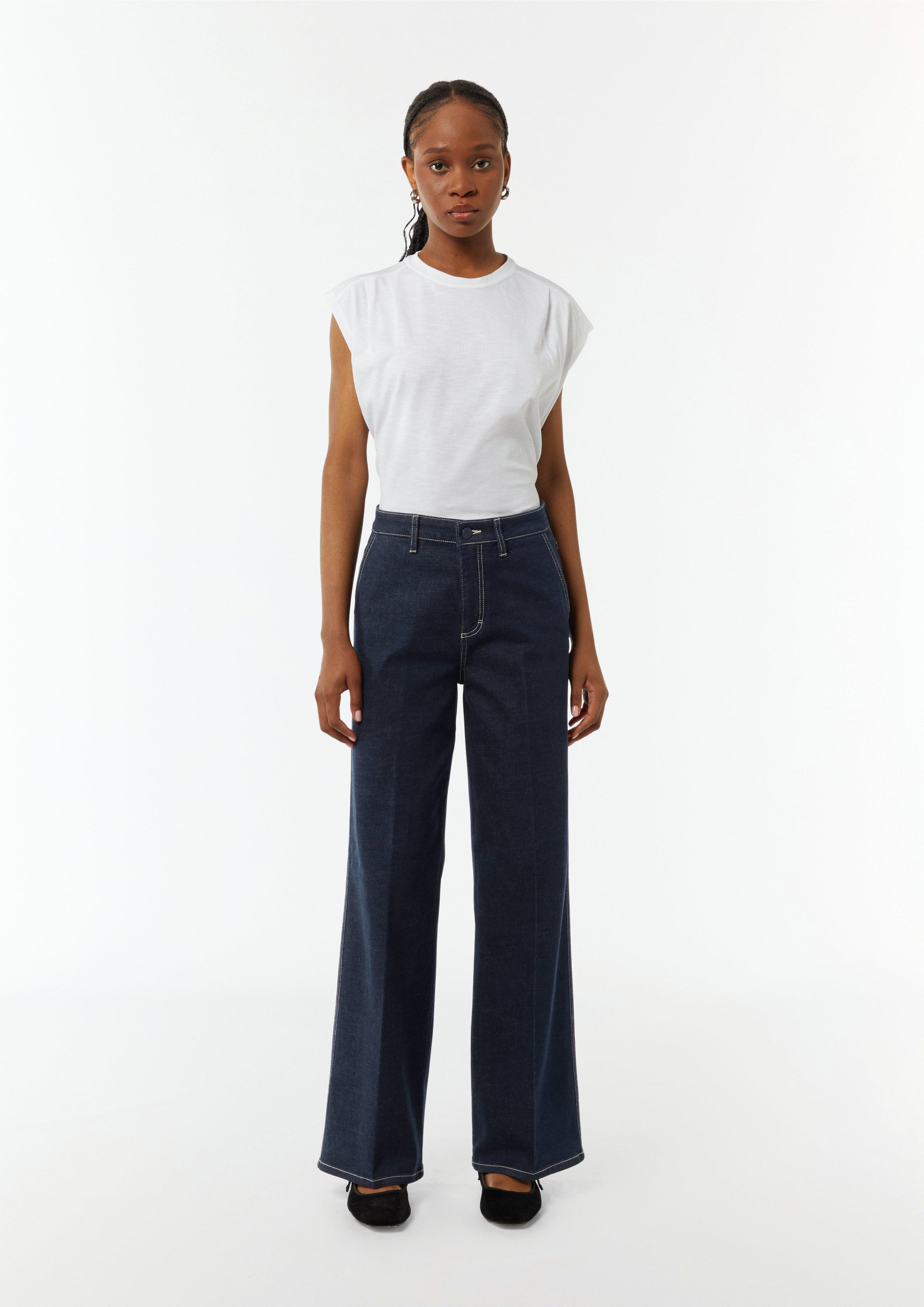 Jeans-Hose mit Wide leg - navy