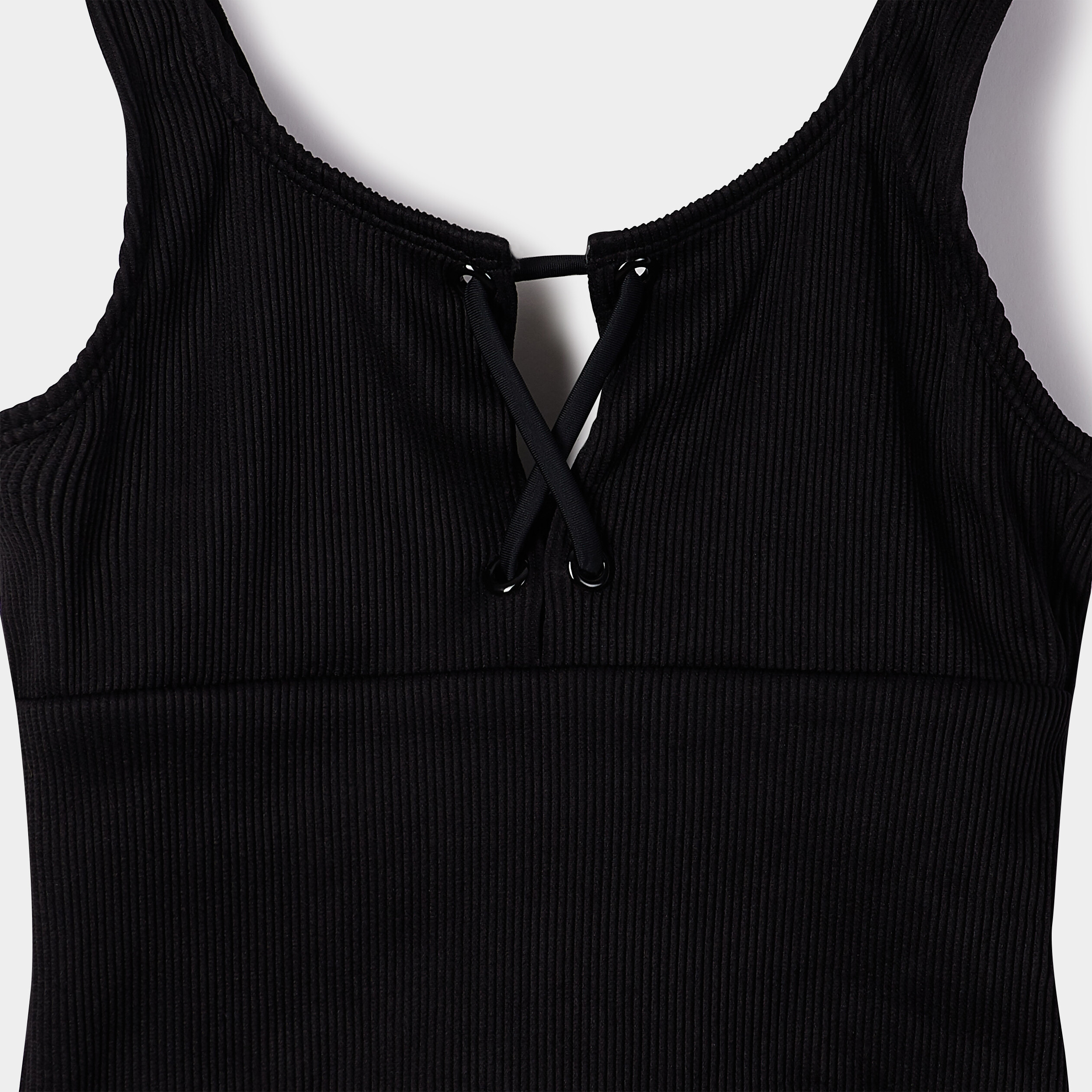 Maillot de bain une pièce côtelé noir fille | La Halle