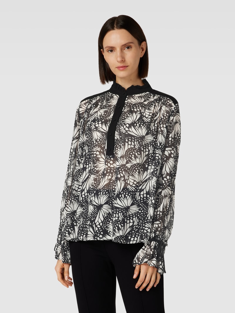 Bluse aus Viskose mit Allover-Muster in schwarz