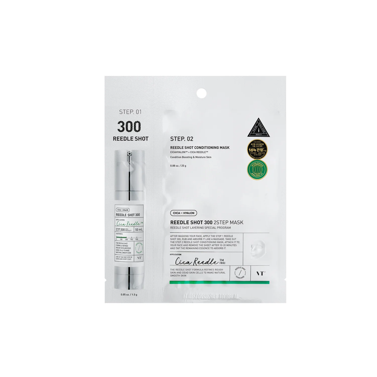 REEDLE SHOT 300 2-STEP MASK - Sada proti nedokonalostem pleti, Sada proti vráskám, Pleťová maska proti stárnutí pleti, Sérum proti nedokonalostem pleti, Regenerační kúra