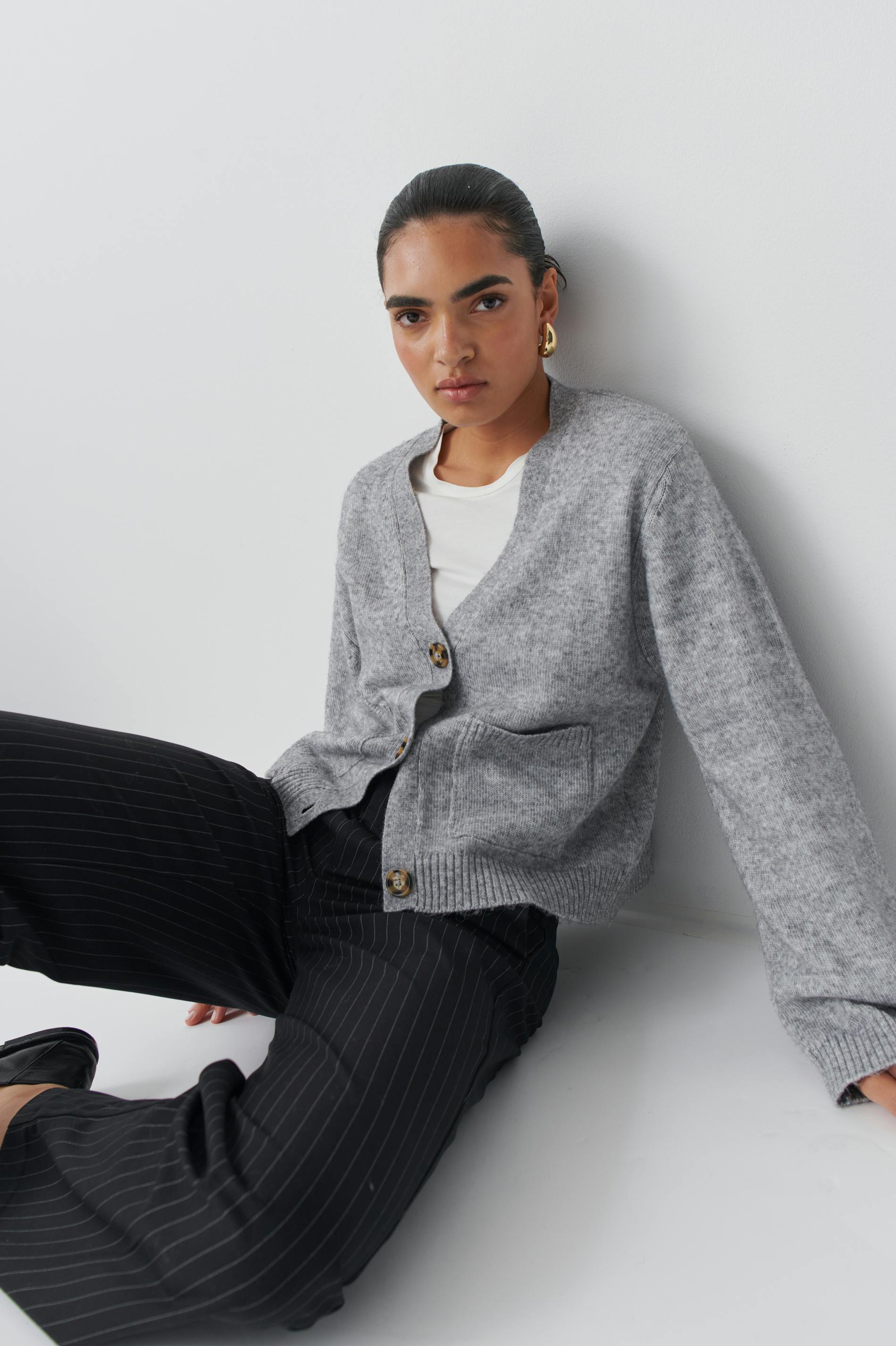 Wide leg suit trousers