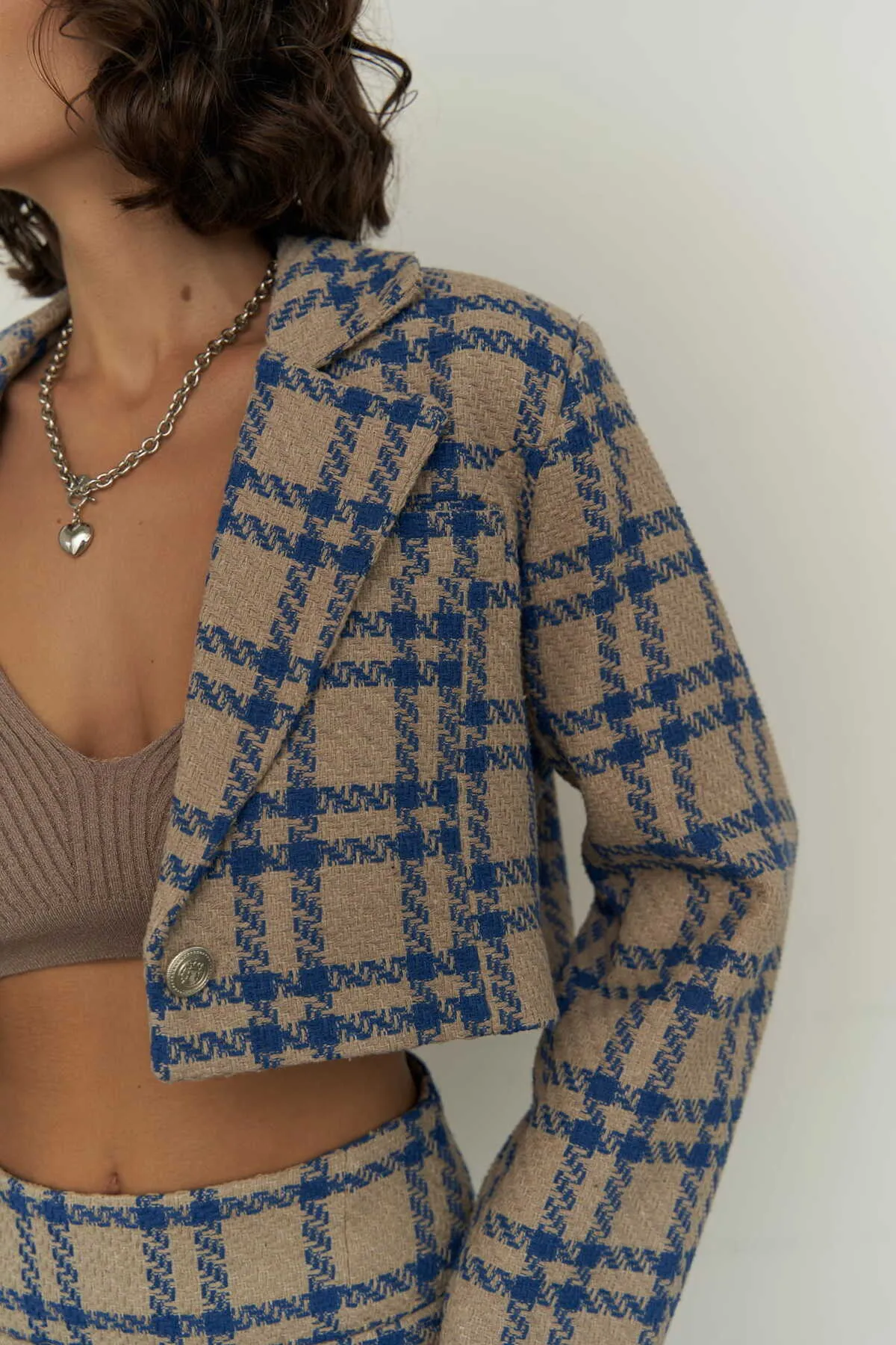 MCLLCTN  Blaues Damen-Rock-Set aus Stroh und Leinen von Frankie