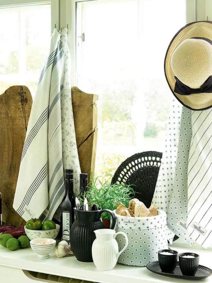 Greengate Geschirrtuch GLADYS Grau Weiß Streifen günstig kaufen onesize