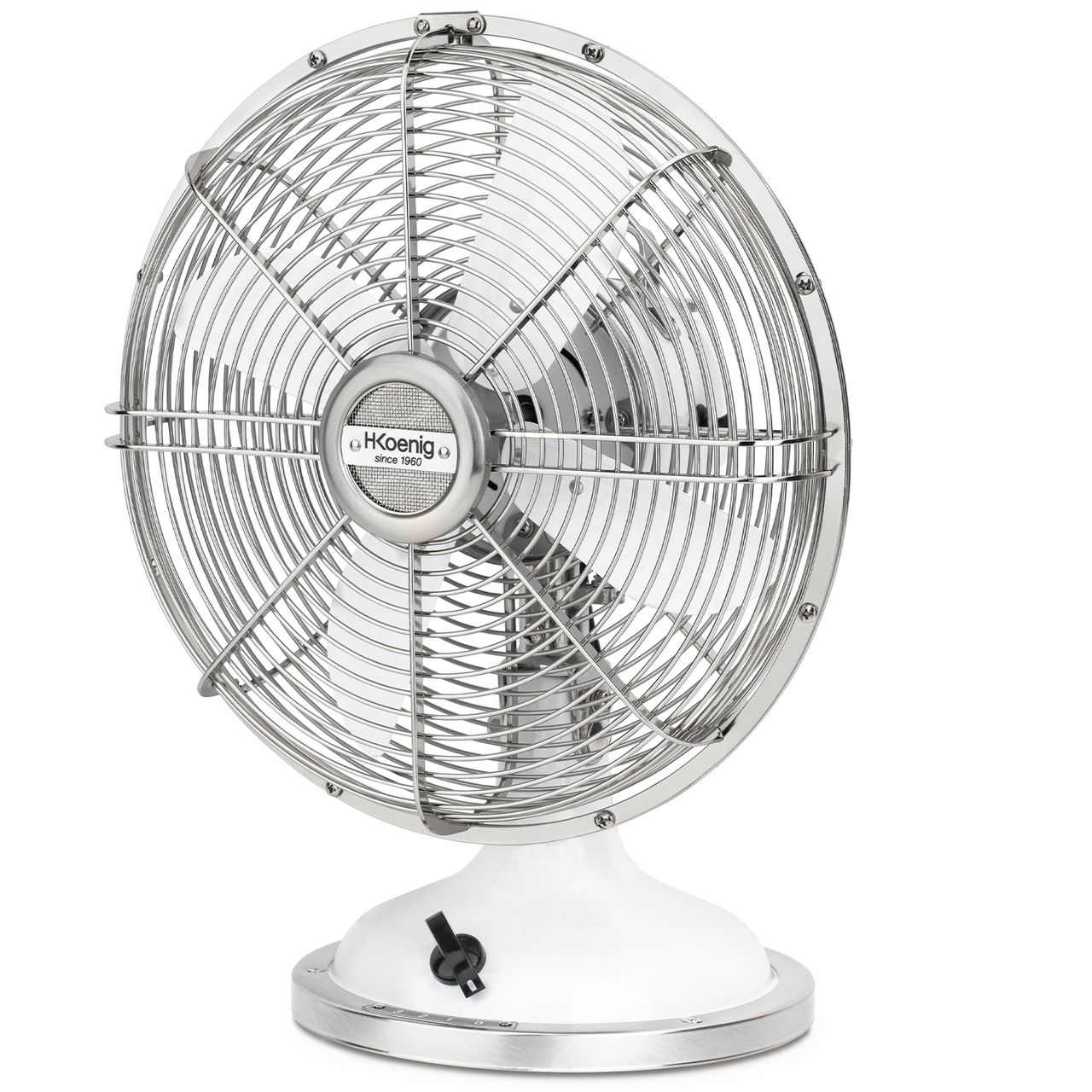 H.Koenig Elektrischer Tischventilator im Retro-Stil, weiß