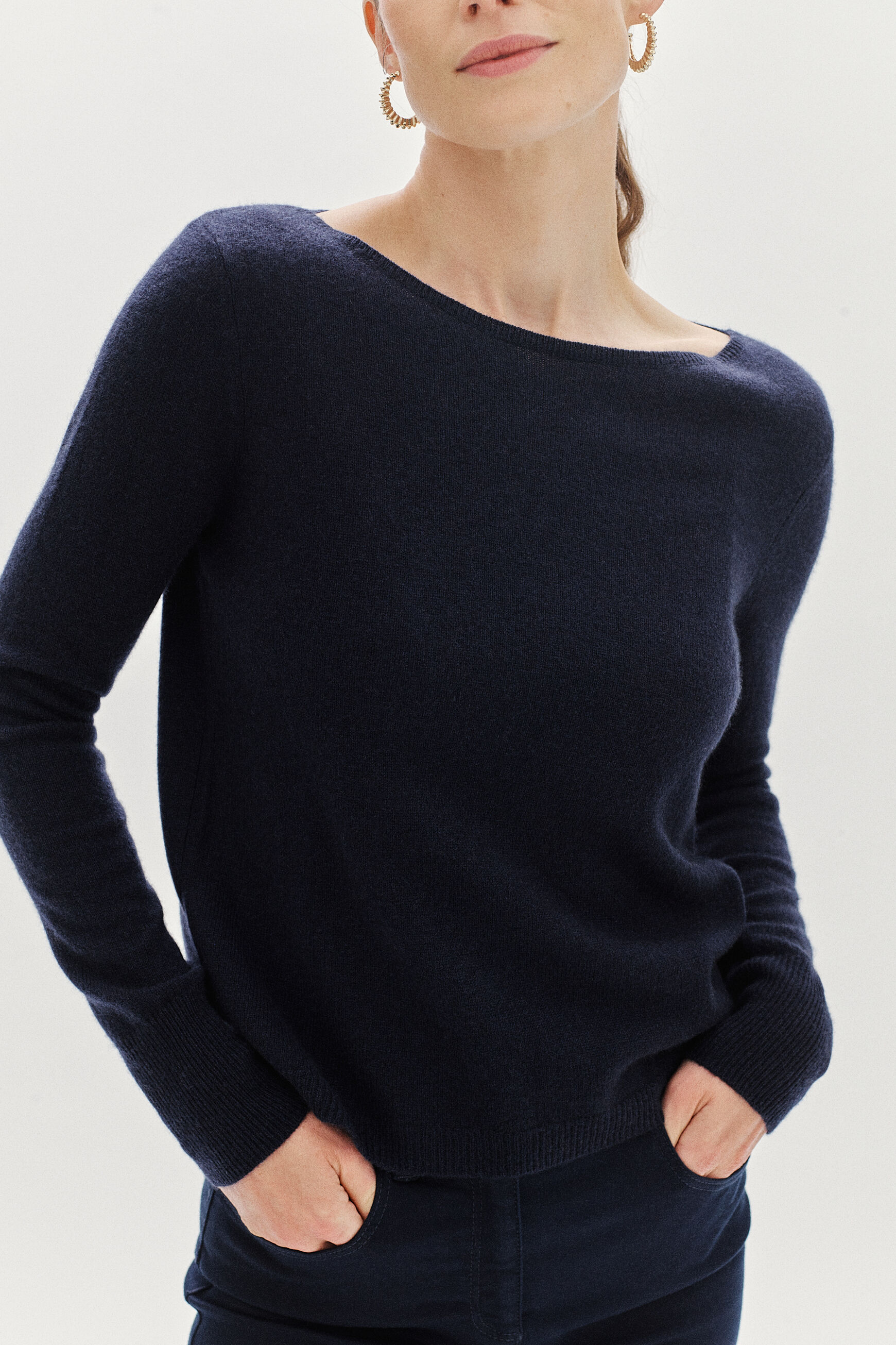 pull zofia lurex 100% cachemire bleu petrole femme