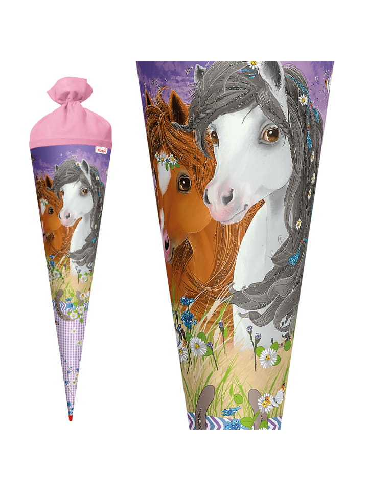 ROTH Schultüte groß Blumenpferde 70 cm, Glitter in Lila günstig kaufen onesize