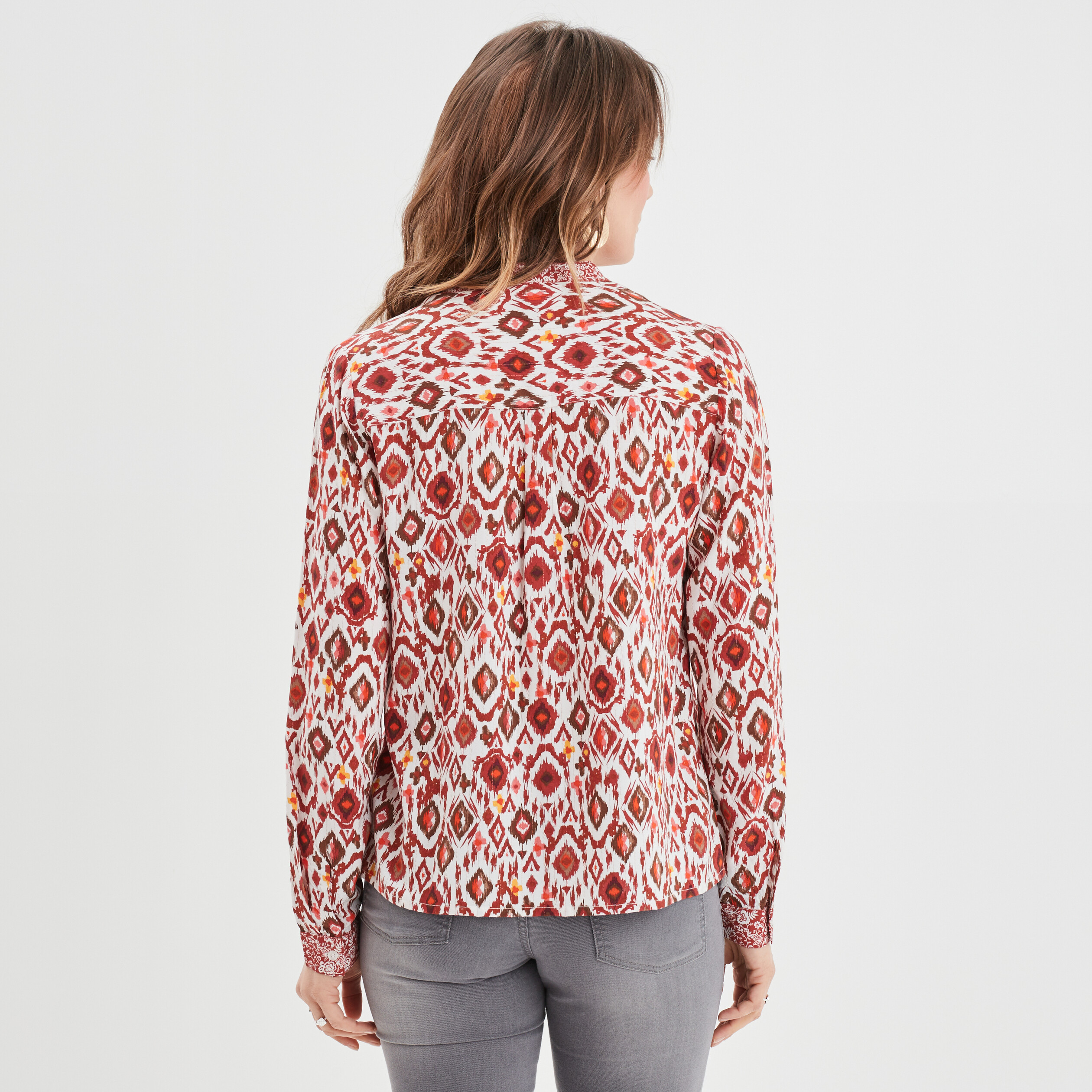 Chemise col cordons à pampilles multicolore femme | La Halle