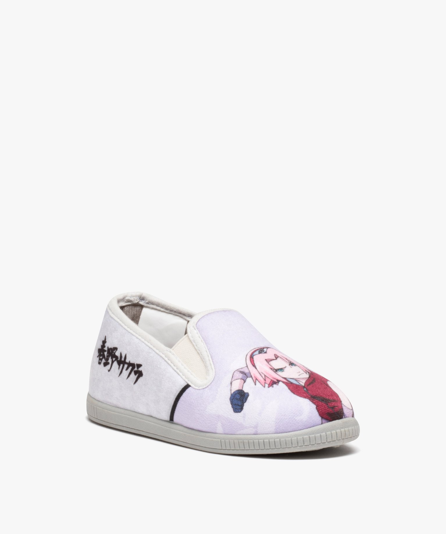 Chaussons fille imprimés en velours - Naruto gris | GEMO