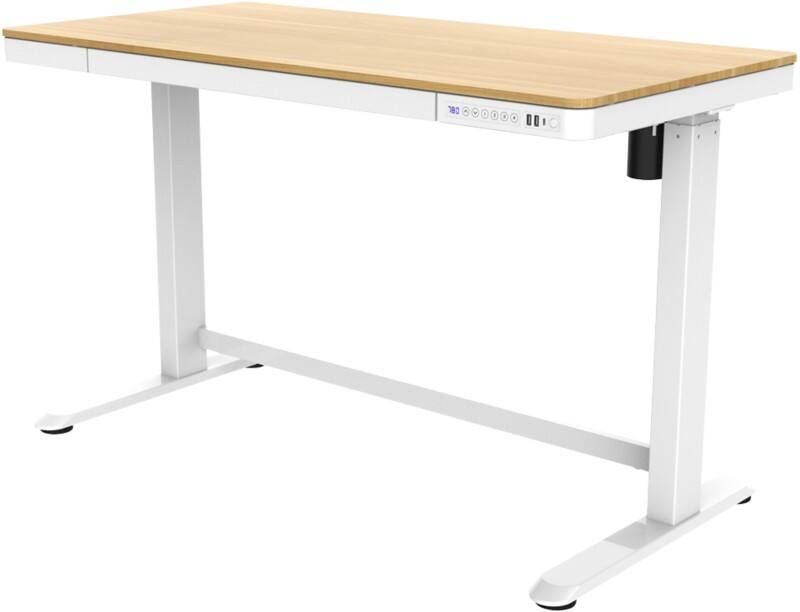 Euroseats Sitz-Stehschreibtisch Kunststoff Weiß Eiche 602 x 1202 mm – 720 x 1210 mm