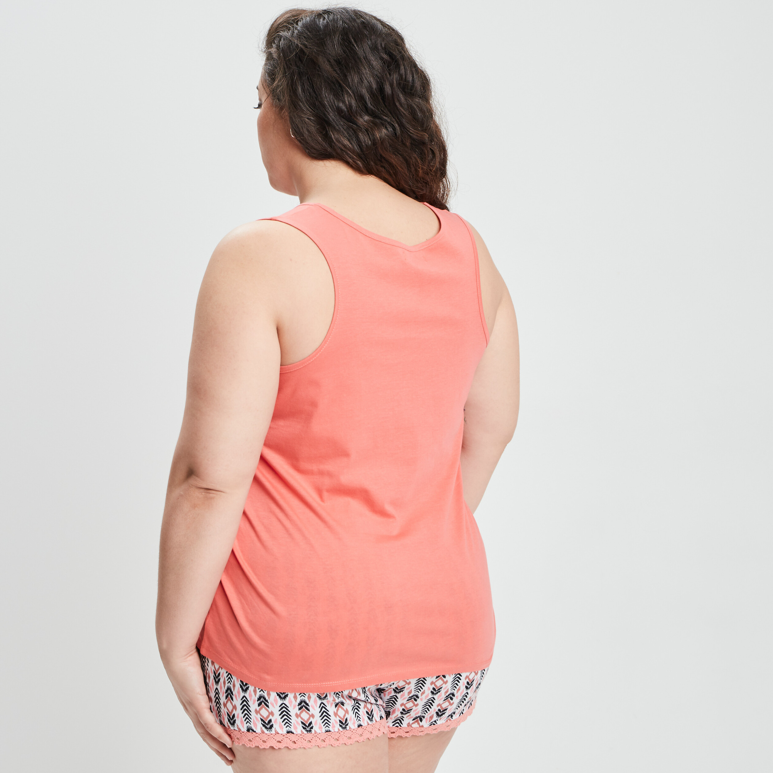 Ensemble pyjama 2 pièces orange corail femme grande taille | La Halle