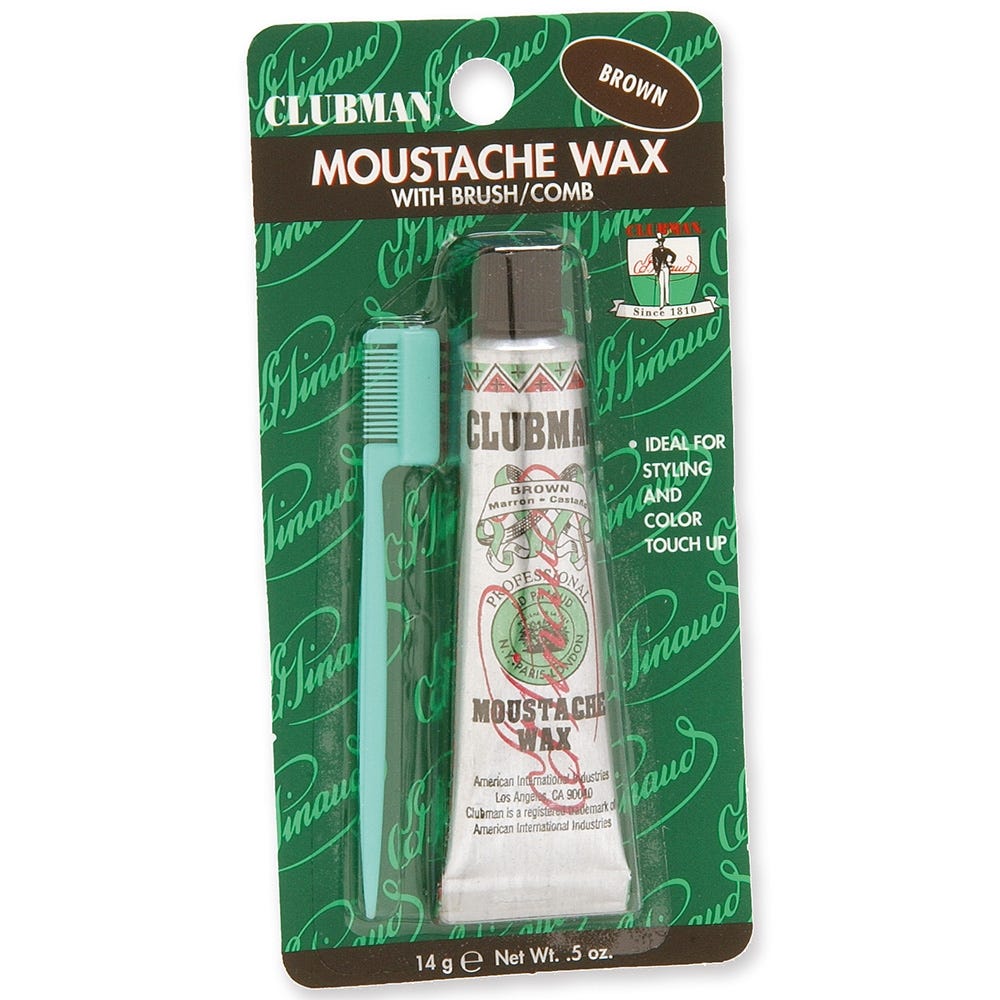 Clubman Pinaud Moustache Wax Hang Pack - Brown 14 g