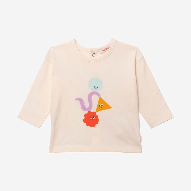 T-shirt bébé garçon arty ludique en coton recyclé blanc Catimini