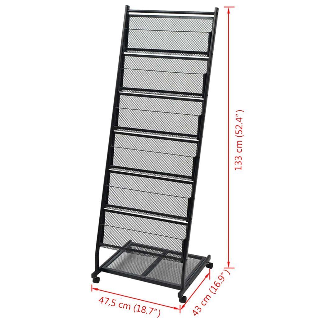 vidaXL Zeitungsständer Zeitschriftenständer 47,5×43×133 cm Schwarz A4