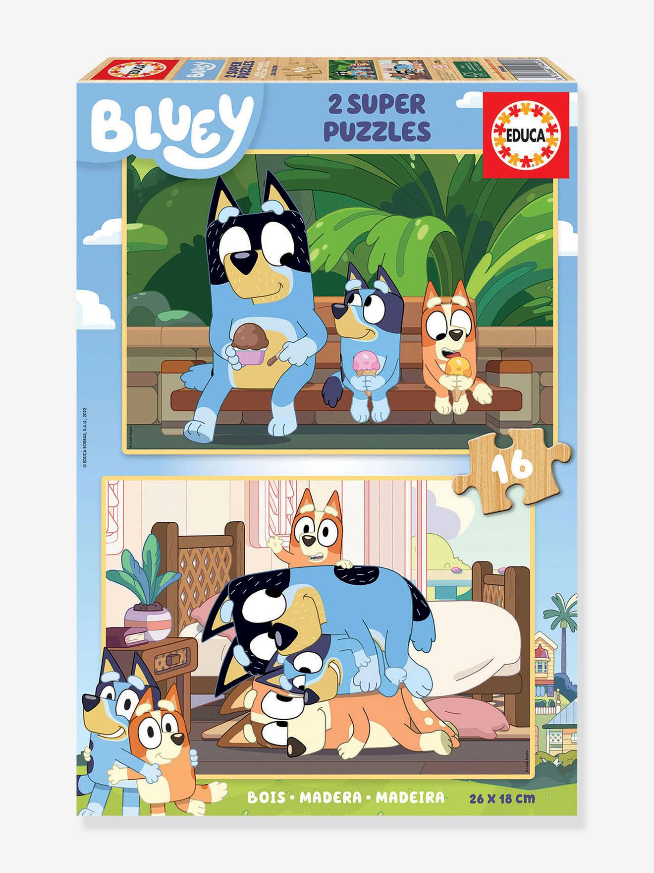 Educa 2er-Set Kinder Holz-Puzzles BLUEY EDUCA, 16 Teile - blau