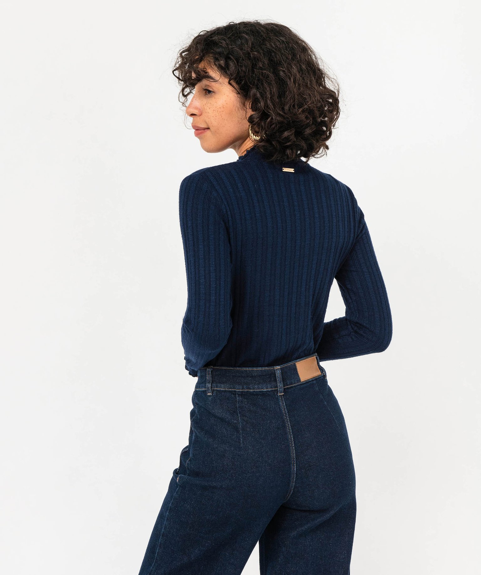 Tee-shirt à manches longues et col montant femme - LuluCast... marine | GEMO