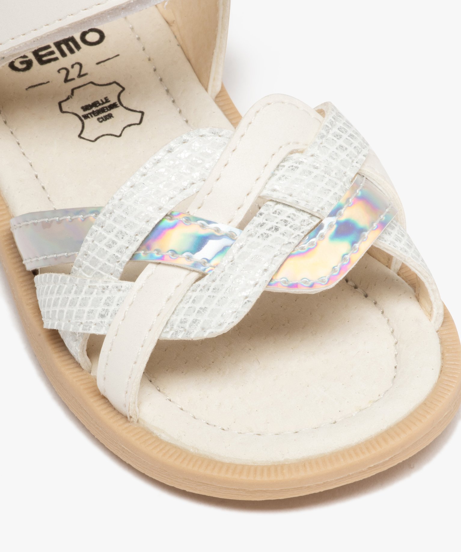 Sandales bébé fille à scratch avec brides entrecroisées blanc | GEMO
