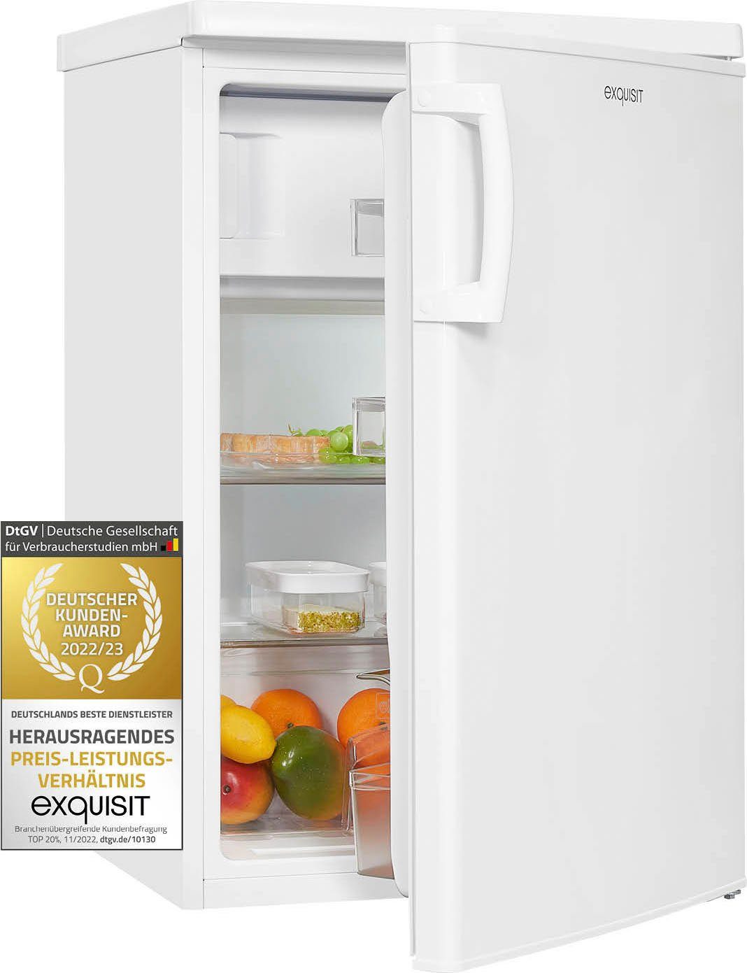 exquisit Kühlschrank KS16-4-HE-040D weiss, 85 cm hoch, 55 cm breit