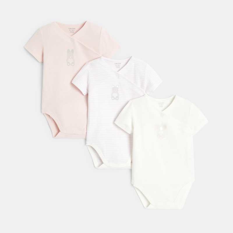 Body croisé (lot de 3) rose naissance