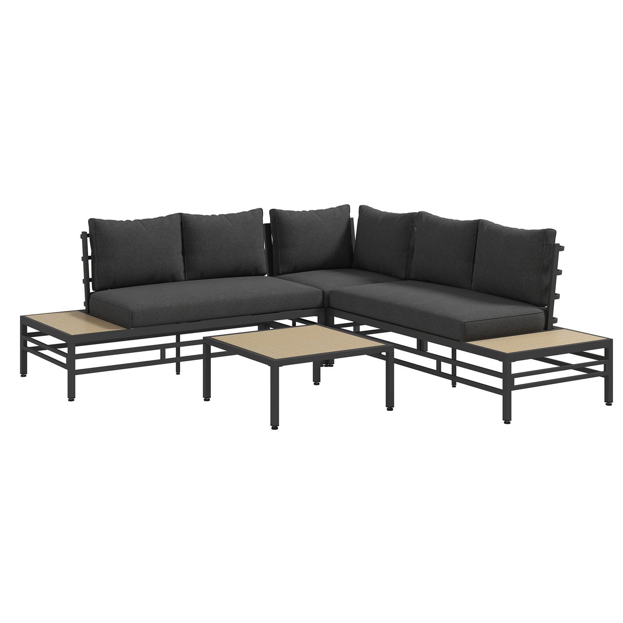Outsunny Gartenlounge Set, Gartenmöbel-Set mit Zweisitzer, Couchtisch, Ecksofa