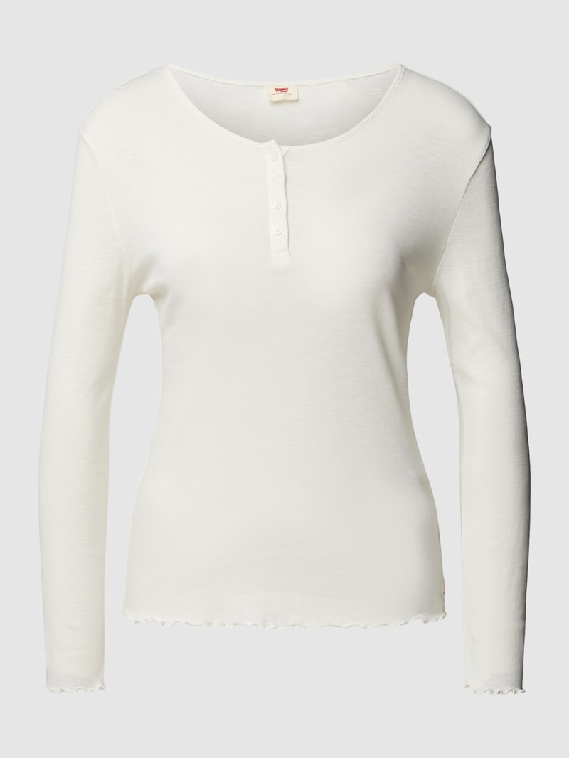 Longsleeve mit kurzer Knopfleiste Modell 'HENLEY' in beige