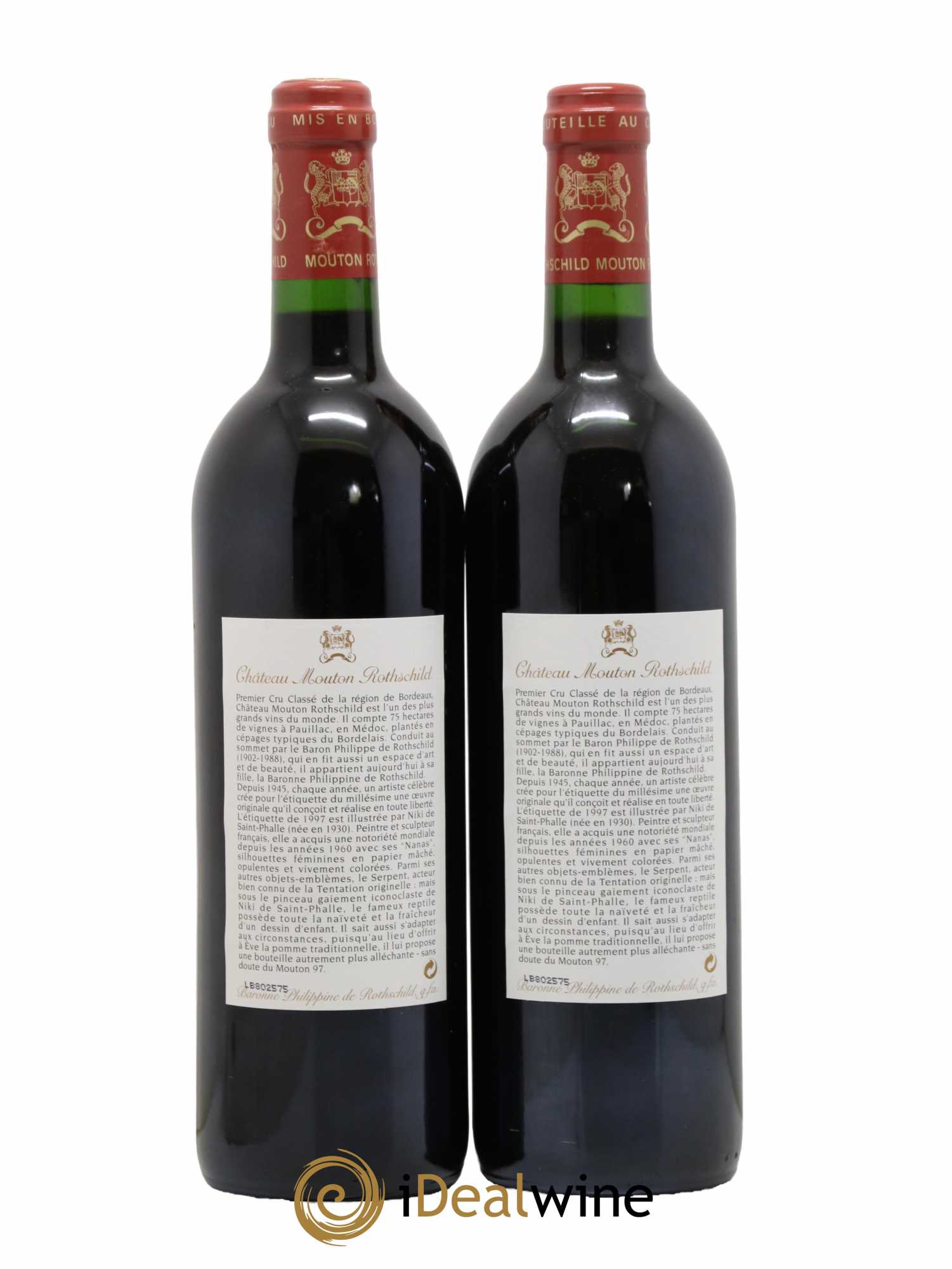 Château Mouton Rothschild 1er Grand Cru Classé  1997 - Lot de 2 Bouteilles