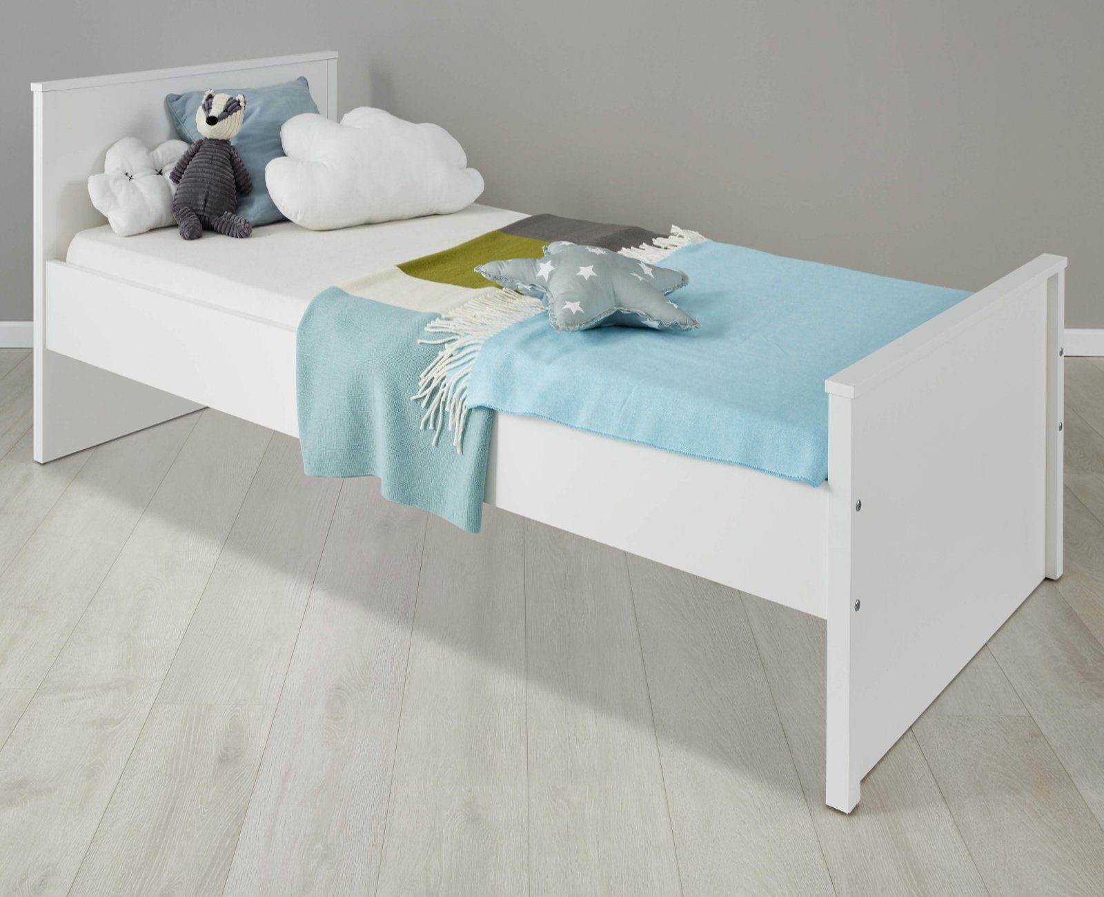 trendteam Jugendzimmer-Set Ole, (Komplett-Set, 4-St., mit XXL-Kleiderschrank, Schreibtisch, Bett und Nachttisch), in weiß, Landhaus modern