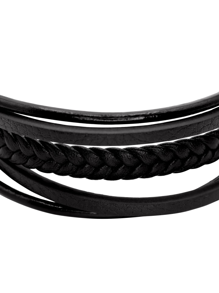 Steel_Art Herrenarmband Lederarmband Joris in schwarz günstig kaufen