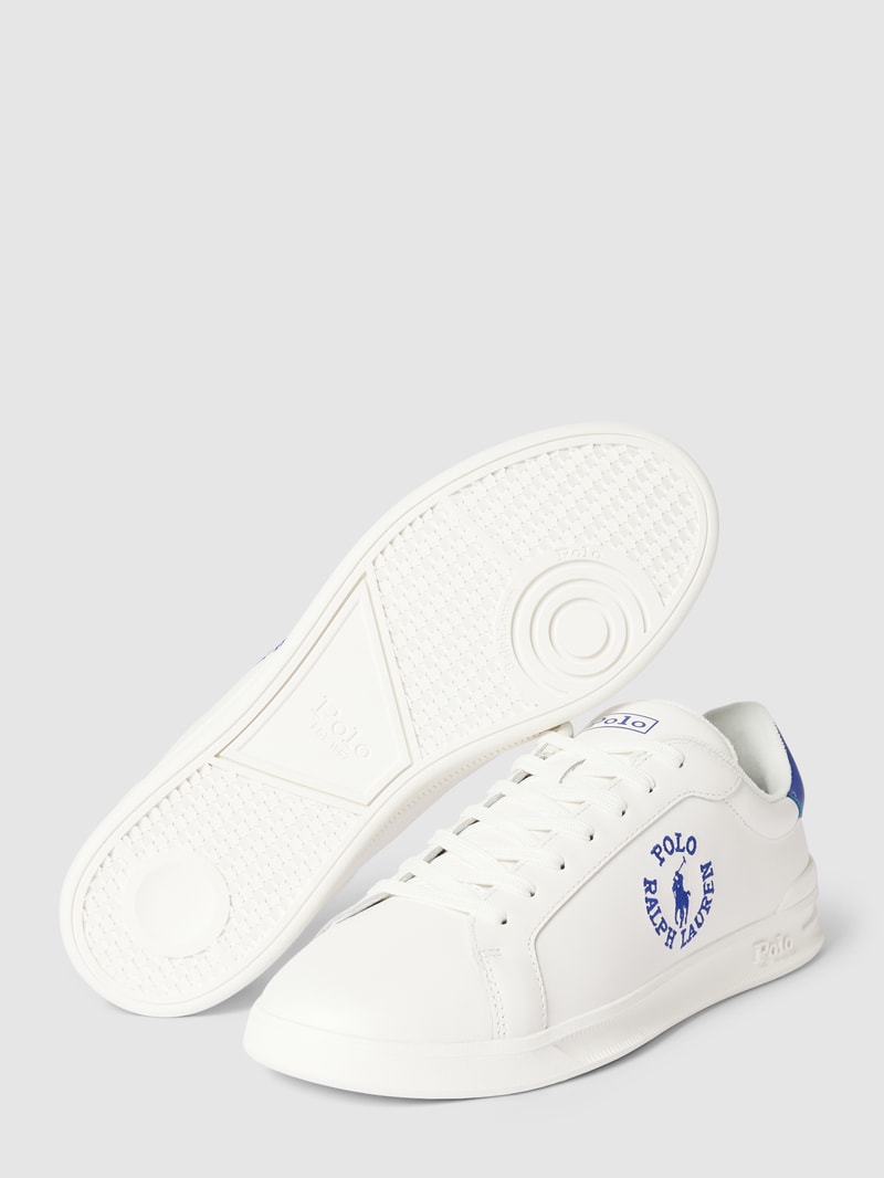 Sneaker aus Leder mit Kontrastbesatz in weiß