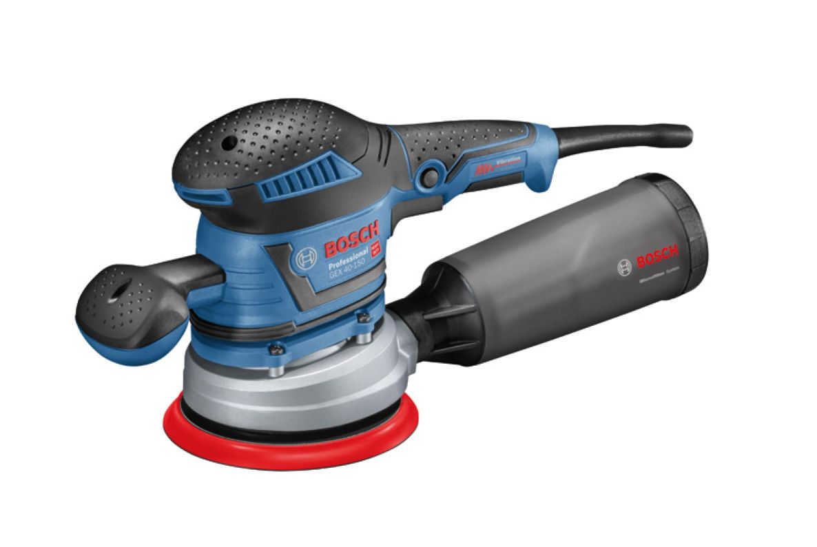 Profesionalus orbitinis šlifuoklis „Bosch GEX 40-150“, 150 mm, L formos dėžutėje, mėlynas 060137B201