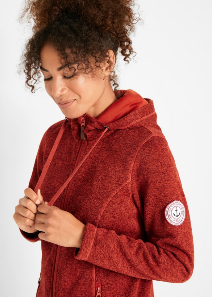 Strick-Fleecejacke mit Kapuze