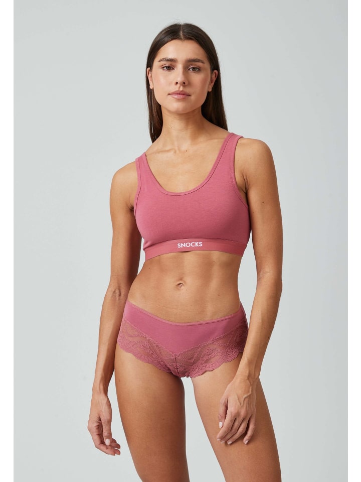 SNOCKS Hipster mit Spitze aus Bio-Baumwolle 3 Stück in Mix (Mauve/Weinrot/Schwarz) günstig kaufen