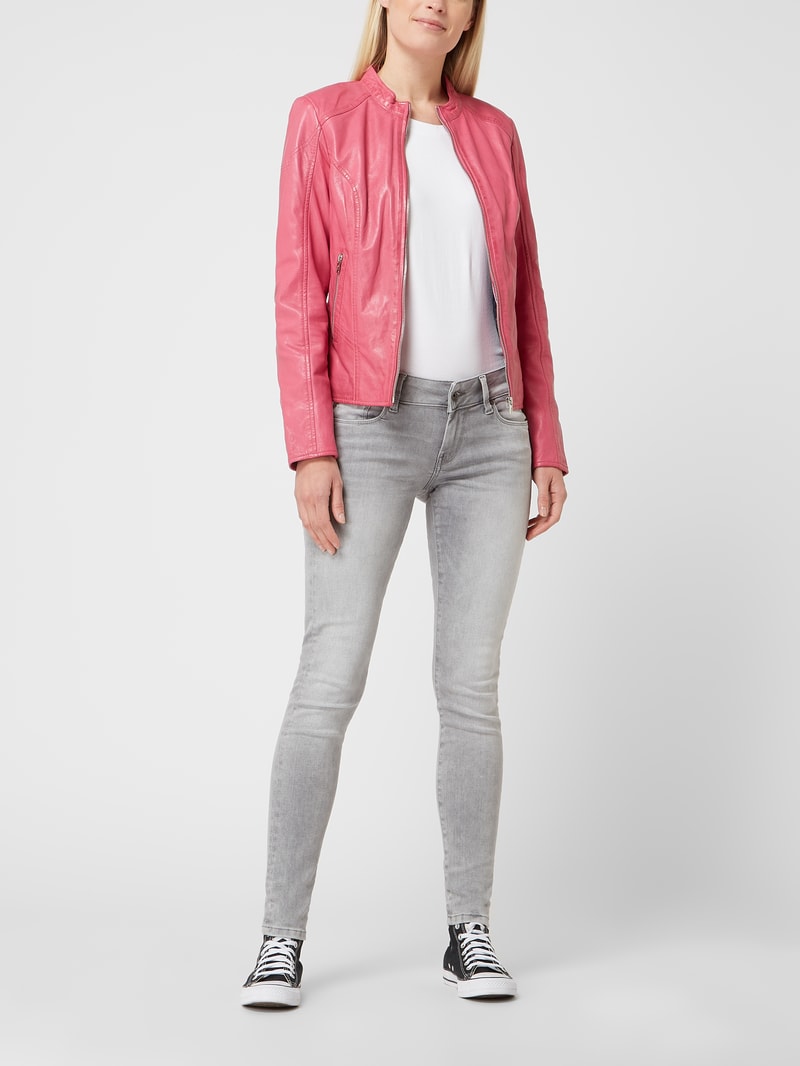 Lederjacke im Biker-Look Modell 'Ylvi' in pink
