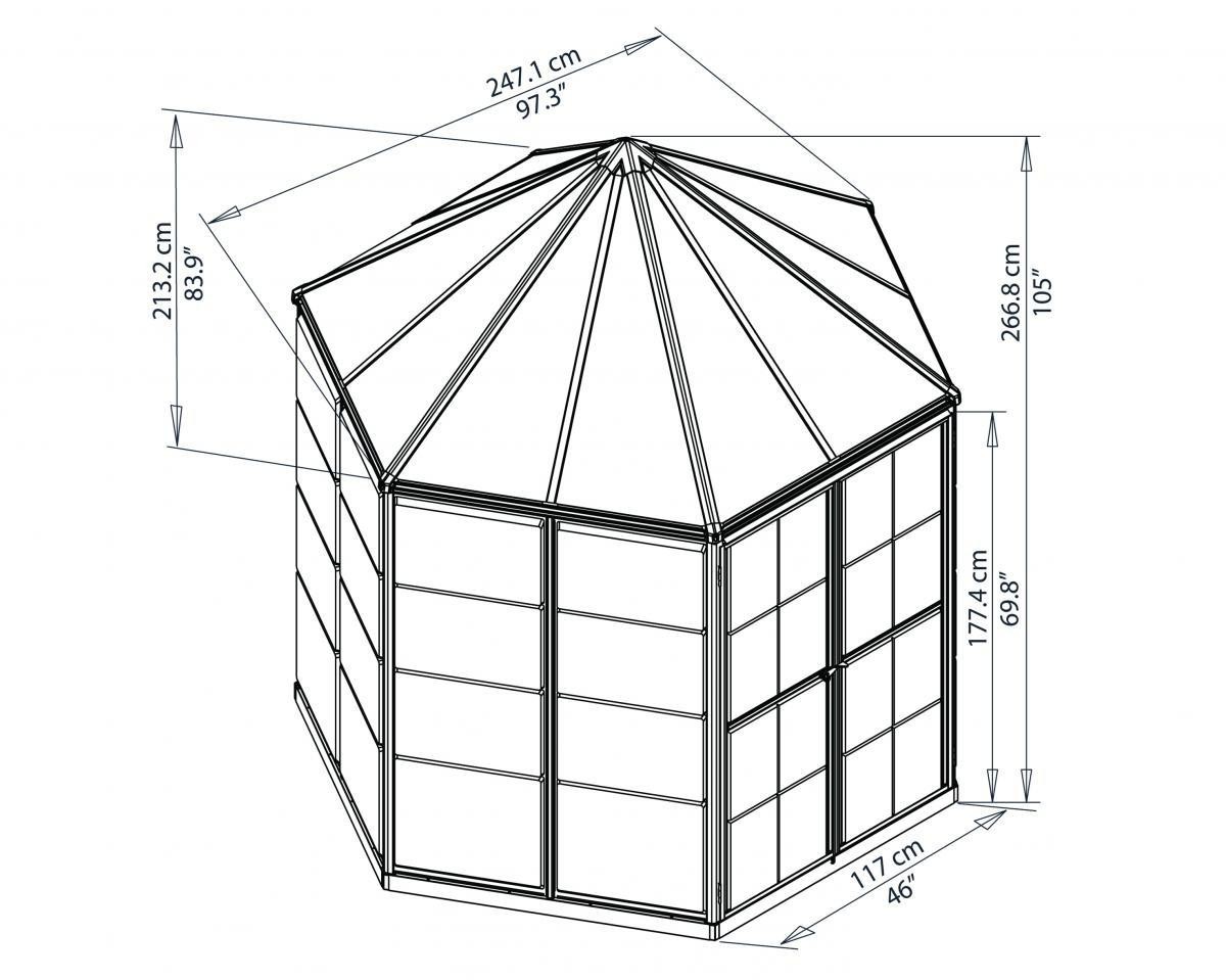 Canopia by Palram OASIS HEXAGONAL 8 FT - GRAU - Gewächshaus