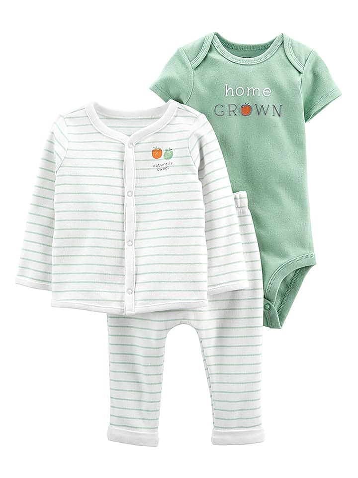 carter's 3tlg. Outfit in Weiß/ Grün günstig kaufen 80