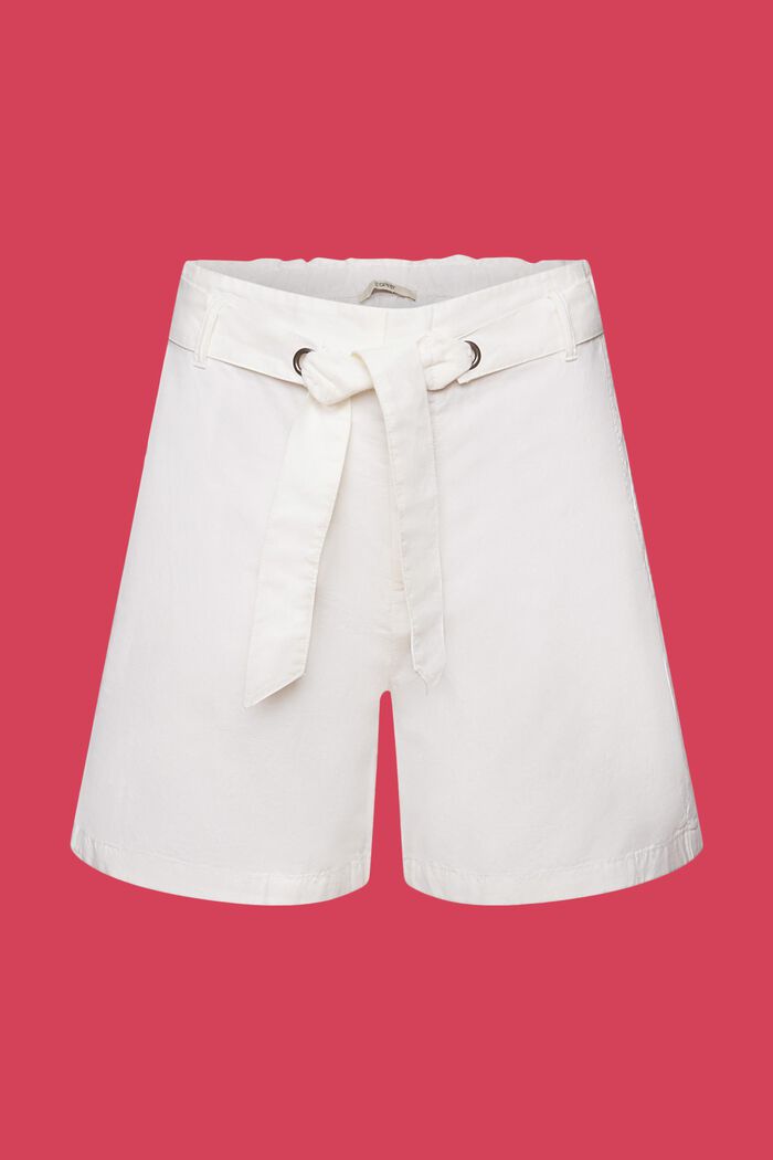Shorts mit Bindegürtel, Baumwoll-Leinenmix