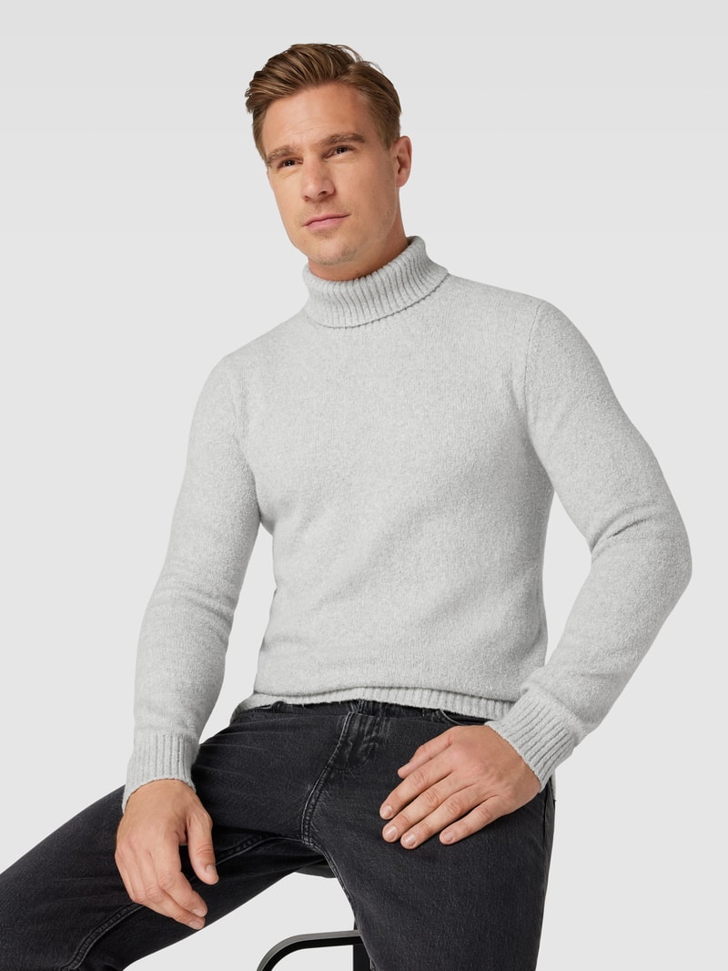 Rollkragenpullover in unifarbenem Design Modell 'Zino' in hellgrau